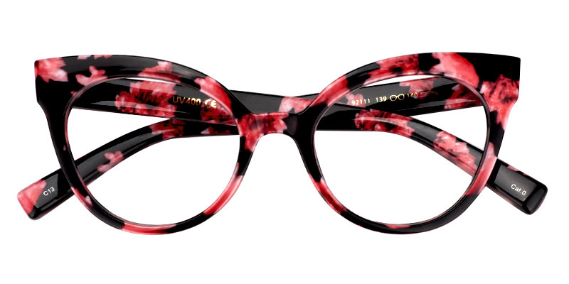 Elegant Floral Cat Eye Glasses ▏Vooglam Eyeglasses Front View