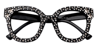 Shiny Round Black Eyeglasses  ▏Vooglam Angle View