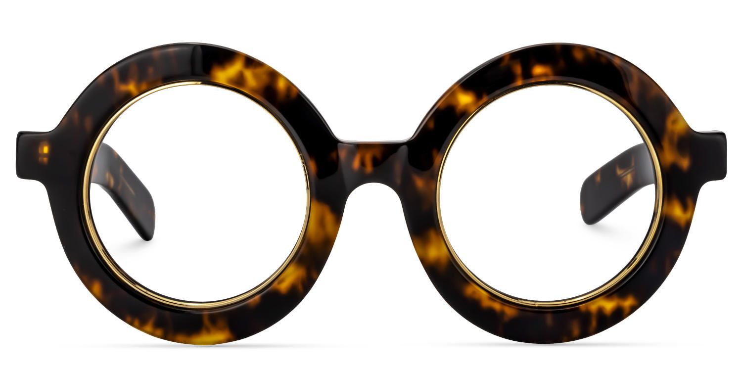 Almon - Round Gold/Tortoise Eyeglasses | Vooglam Angle View
