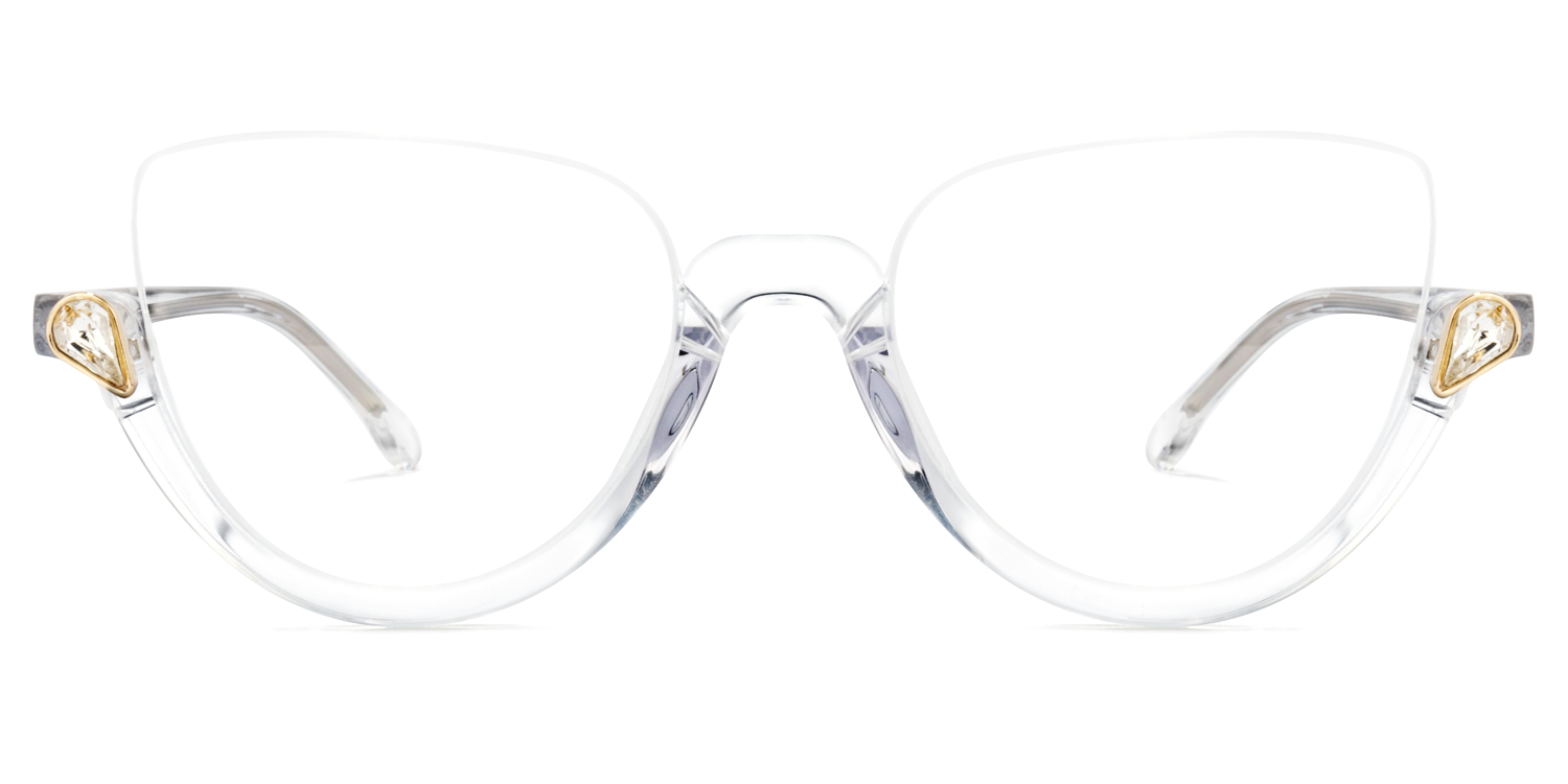 Sylvia - Cat Eye Crystal Clear Eyeglasses | Vooglam1 Angle View