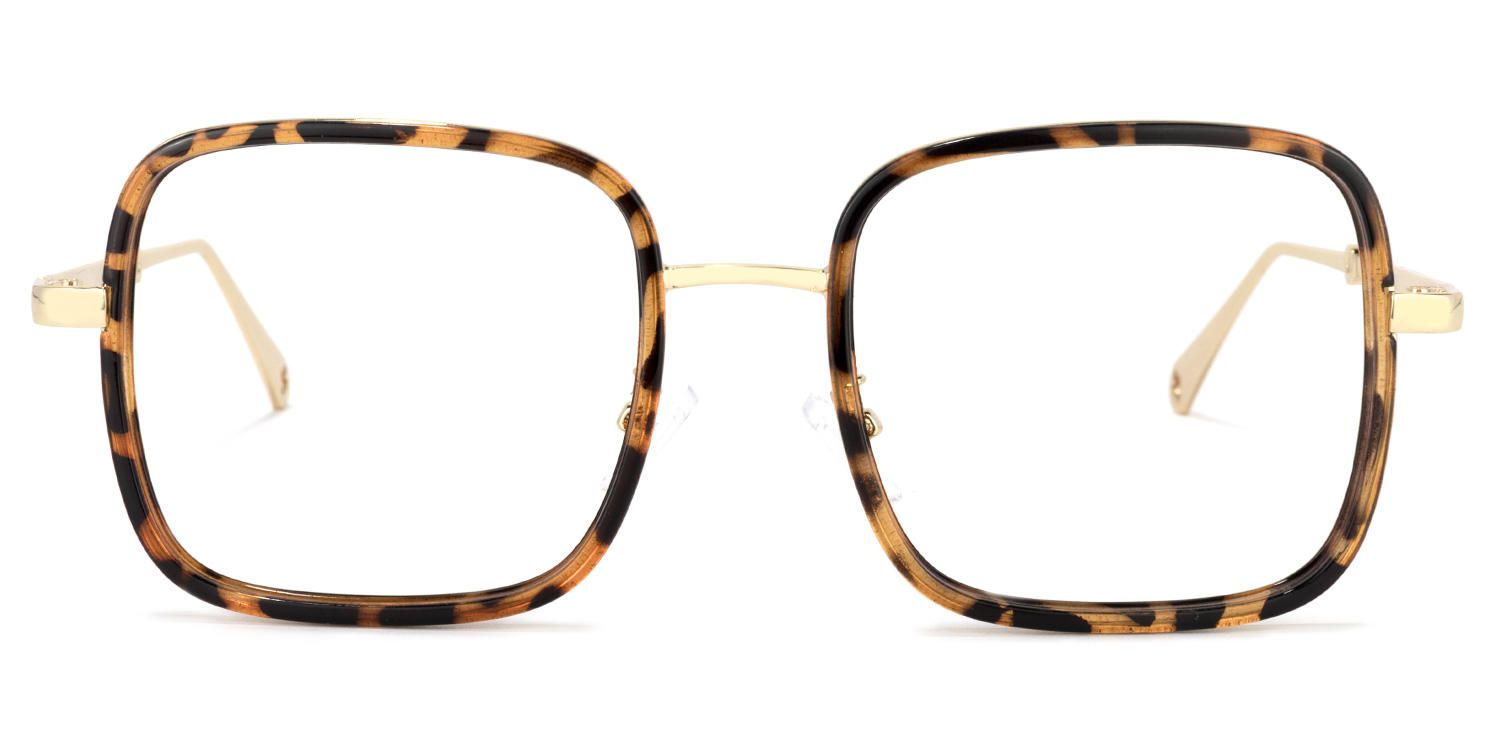 Jace - Oversized Square Tortoise and Gold Glasses by Vooglam Product Details 1