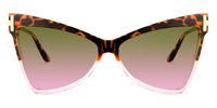 Geometric Tortoise/Pink Sunglasses | Vooglam.com Angle View