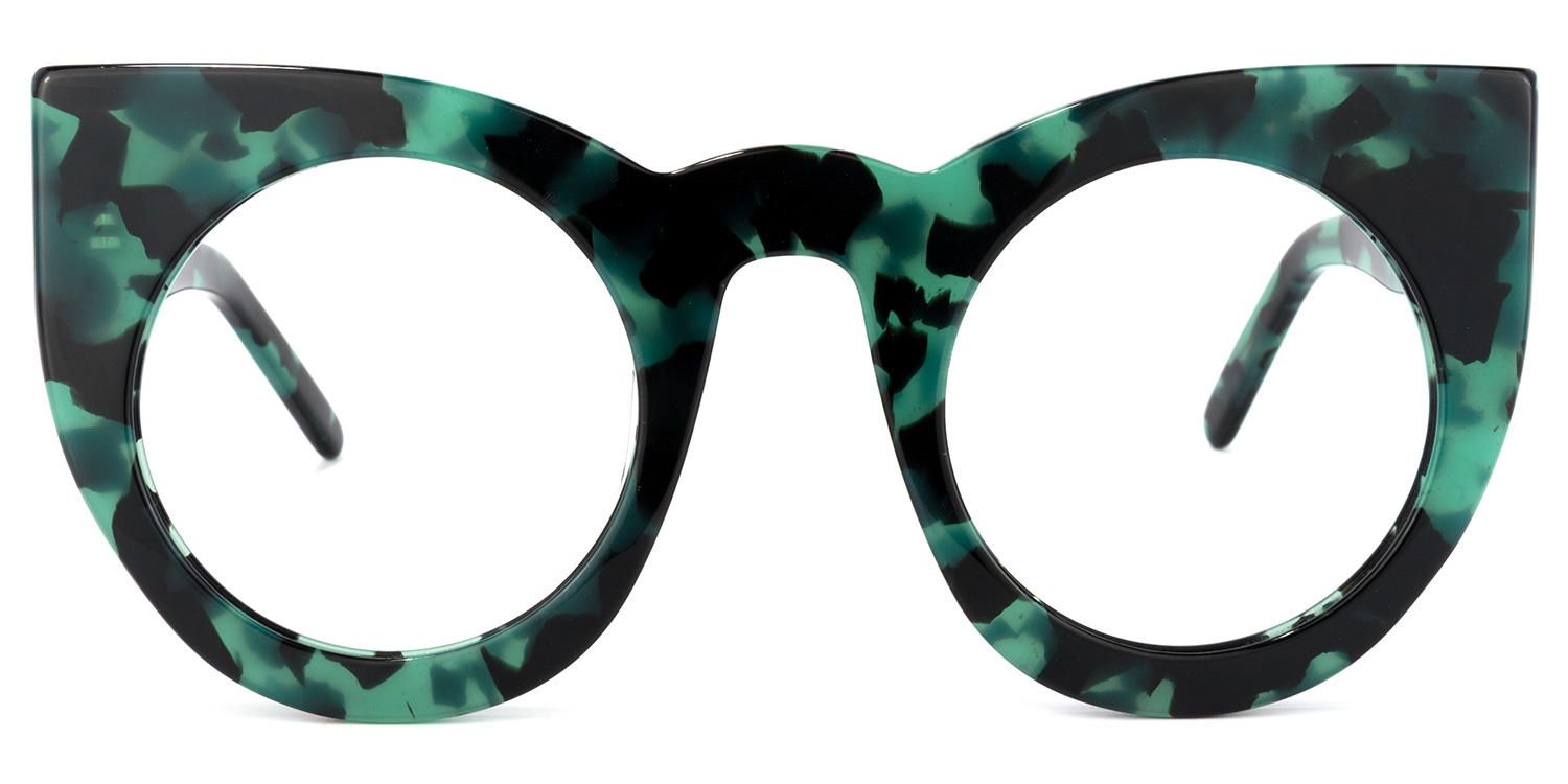Cat Eye Green/Tortoise Eyeglasses | Vooglam.com Angle View