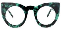 Cat Eye Green/Tortoise Eyeglasses | Vooglam.com Angle View