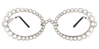 Ingra - Oval Silver Eyeglasses | Vooglam Angle View