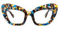 Zuzanna - Cat Eye Blue/Orange Eyeglasses | Vooglam Angle View