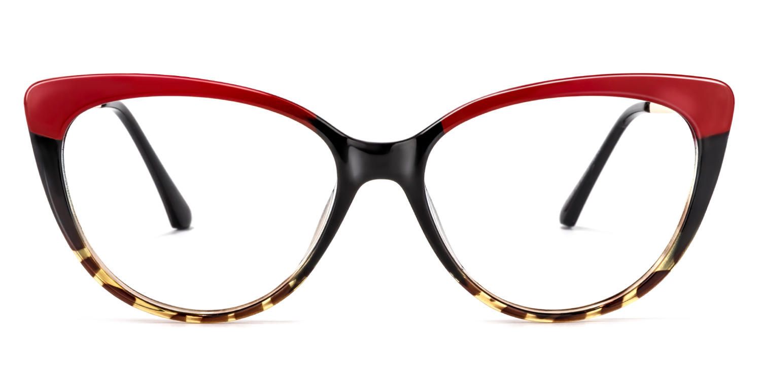 Trudie - Cat Eye Red Tortoise Eyeglasses | Vooglam Angle View