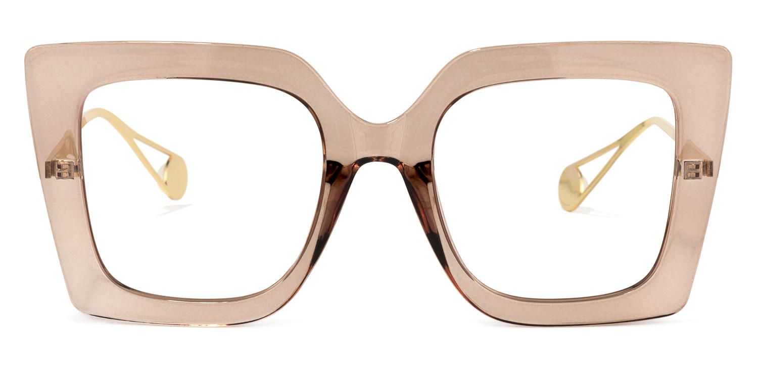 Adrienne - Square Brown Eyeglasses | Vooglam Angle View