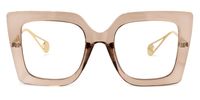 Adrienne - Square Brown Eyeglasses | Vooglam Angle View