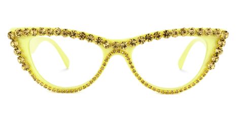 Cathleen - Glitter Yellow Cat Eye Glasses