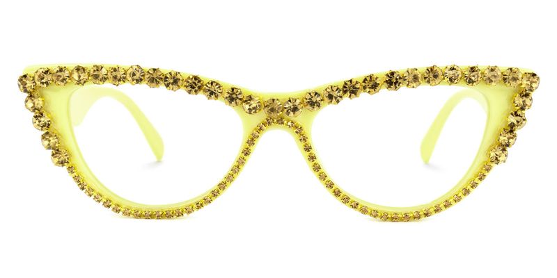 Cathleen - Glitter Yellow Cat Eye Glasses