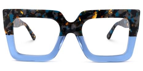 Charisse - Square Two-tone Blue Eyeglasses