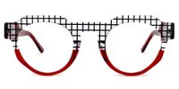 Annaisha - Round Red Eyeglasses | Vooglam Angle View