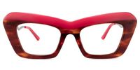 Dusica - Rectangle Red Eyeglasses | Vooglam Angle View