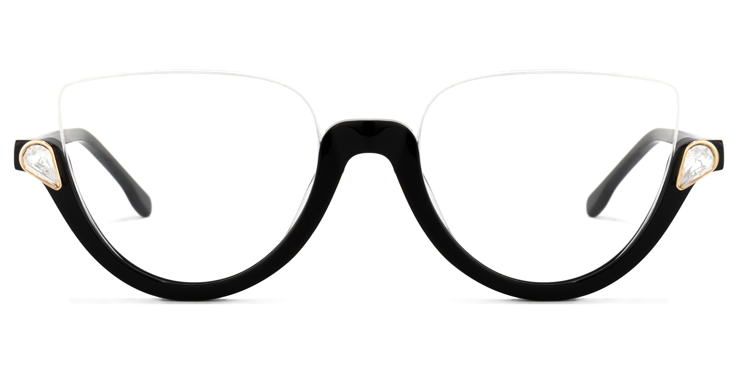 Sylvia - Cat Eye Black Eyeglasses | Vooglam Angle View
