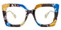 Adrienne - Square Blue Floral Eyeglasses