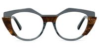Lenore - Geometric Dark/Grey Eyeglasses | Vooglam Angle View
