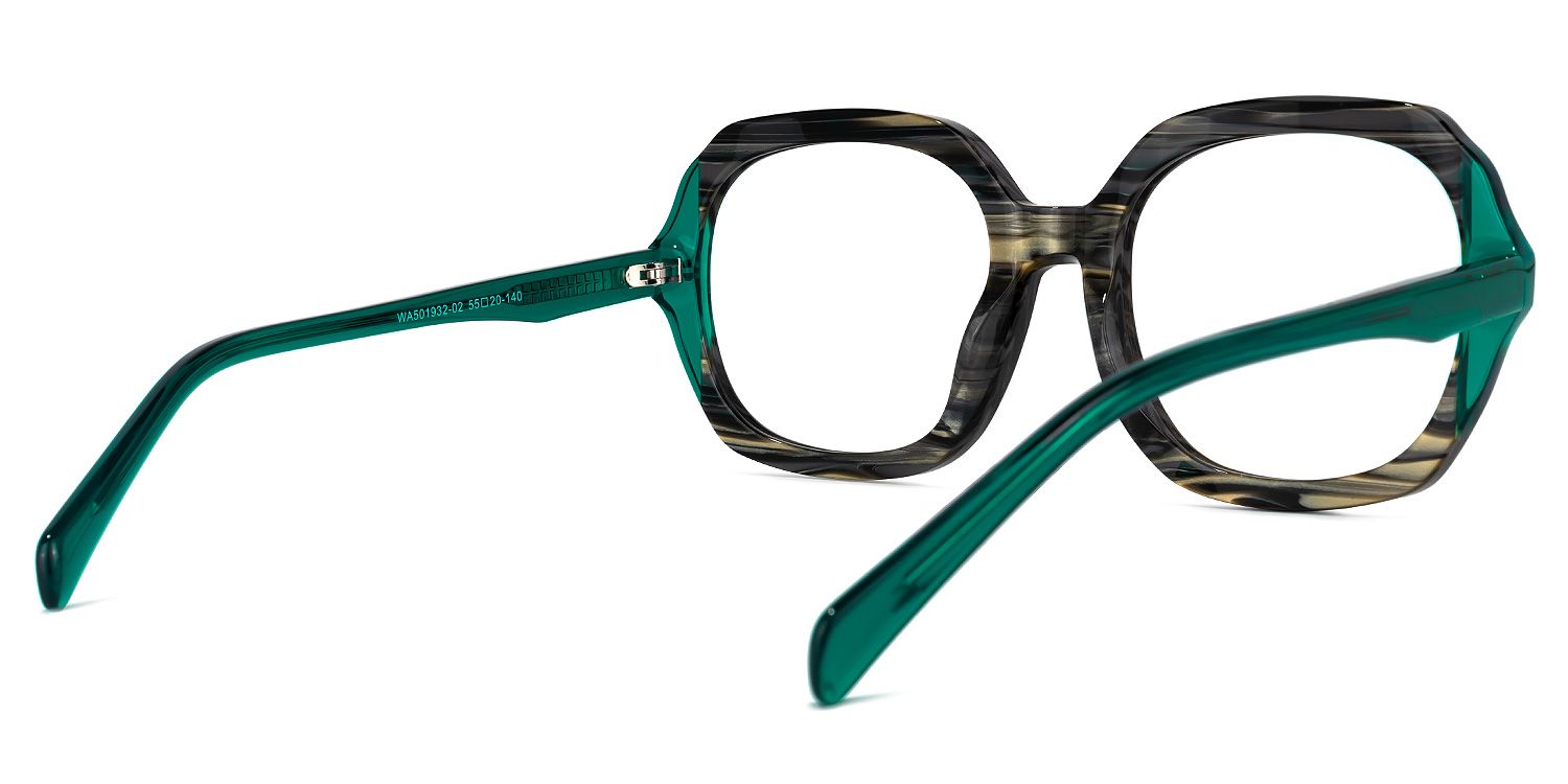 Square Dark/Green Eyeglasses | Vooglam.com Side View