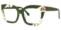 Terrie - Square Dark/Green Eyeglasses | Vooglam Front View