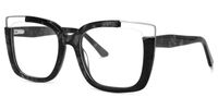 Angelia - Square Black Eyeglasses | Vooglam Front View