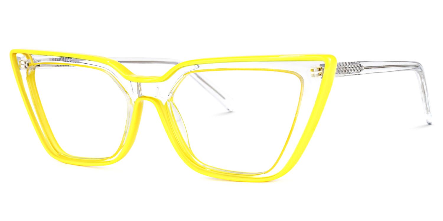 Lyuba - Rectangle Yellow Eyeglasses | Vooglam Front View