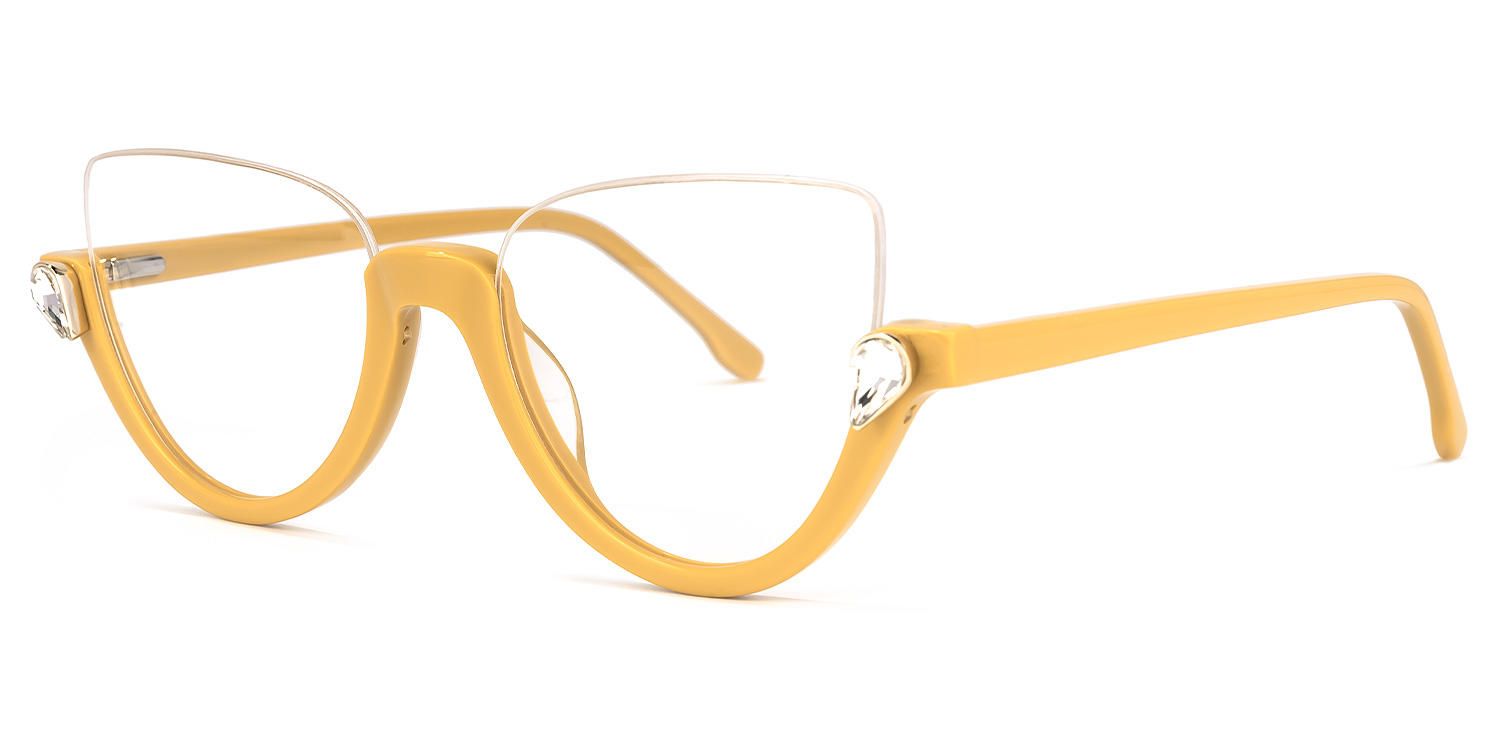Sylvia - Cat Eye Yellow Eyeglasses | Vooglam Front View