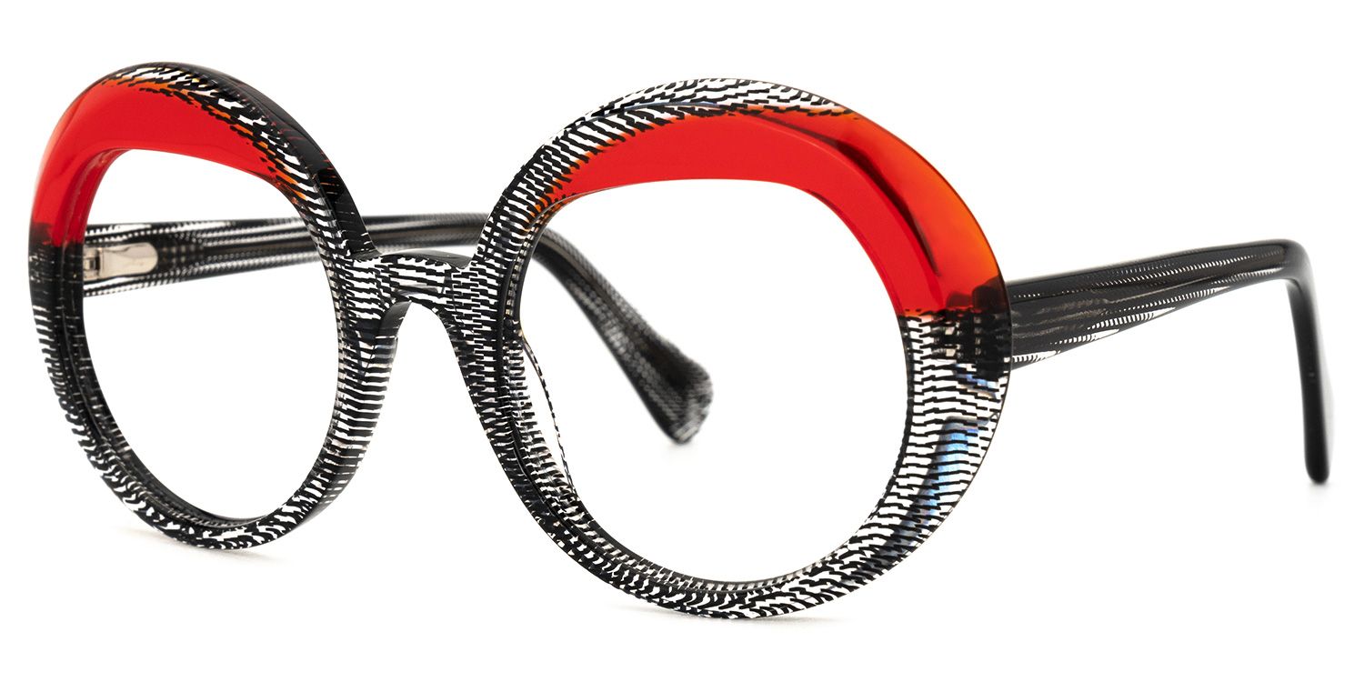 Tammy - Round Black/Crystal Eyeglasses | Vooglam Front View