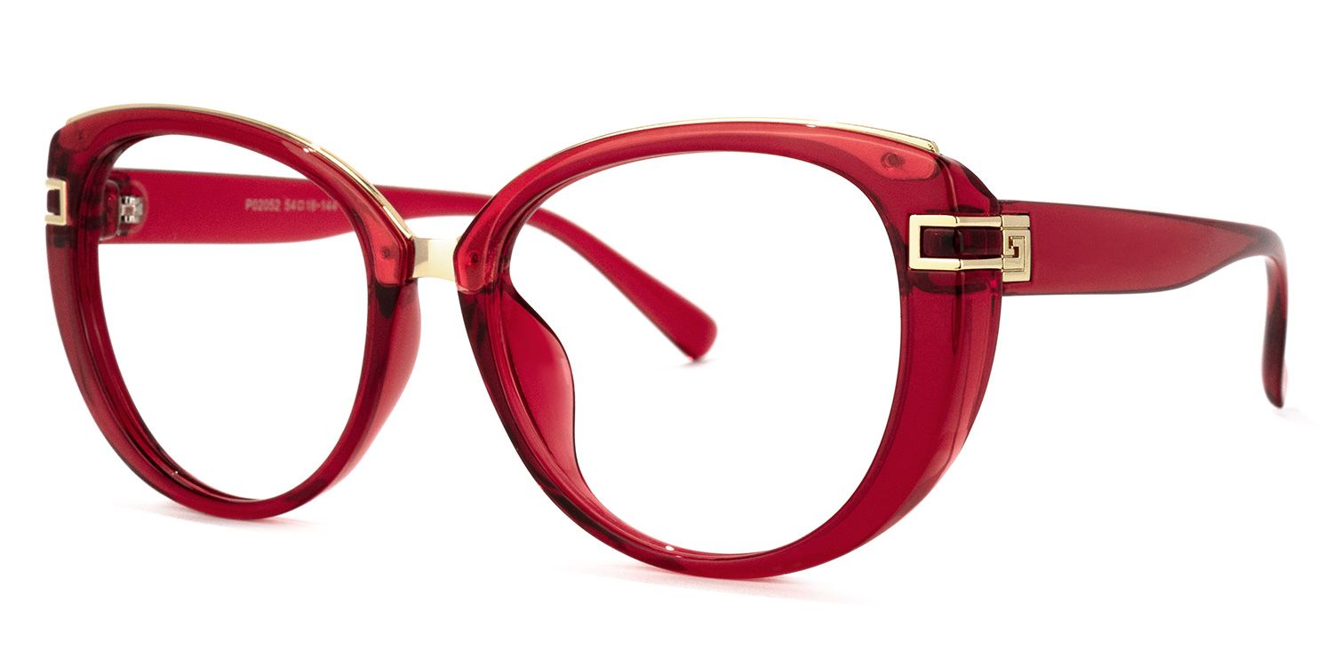Bessie - Oval Wine/Red Eyeglasses | Vooglam Front View