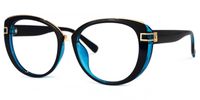 Bessie - Oval Dark/Blue Eyeglasses | Vooglam Front View