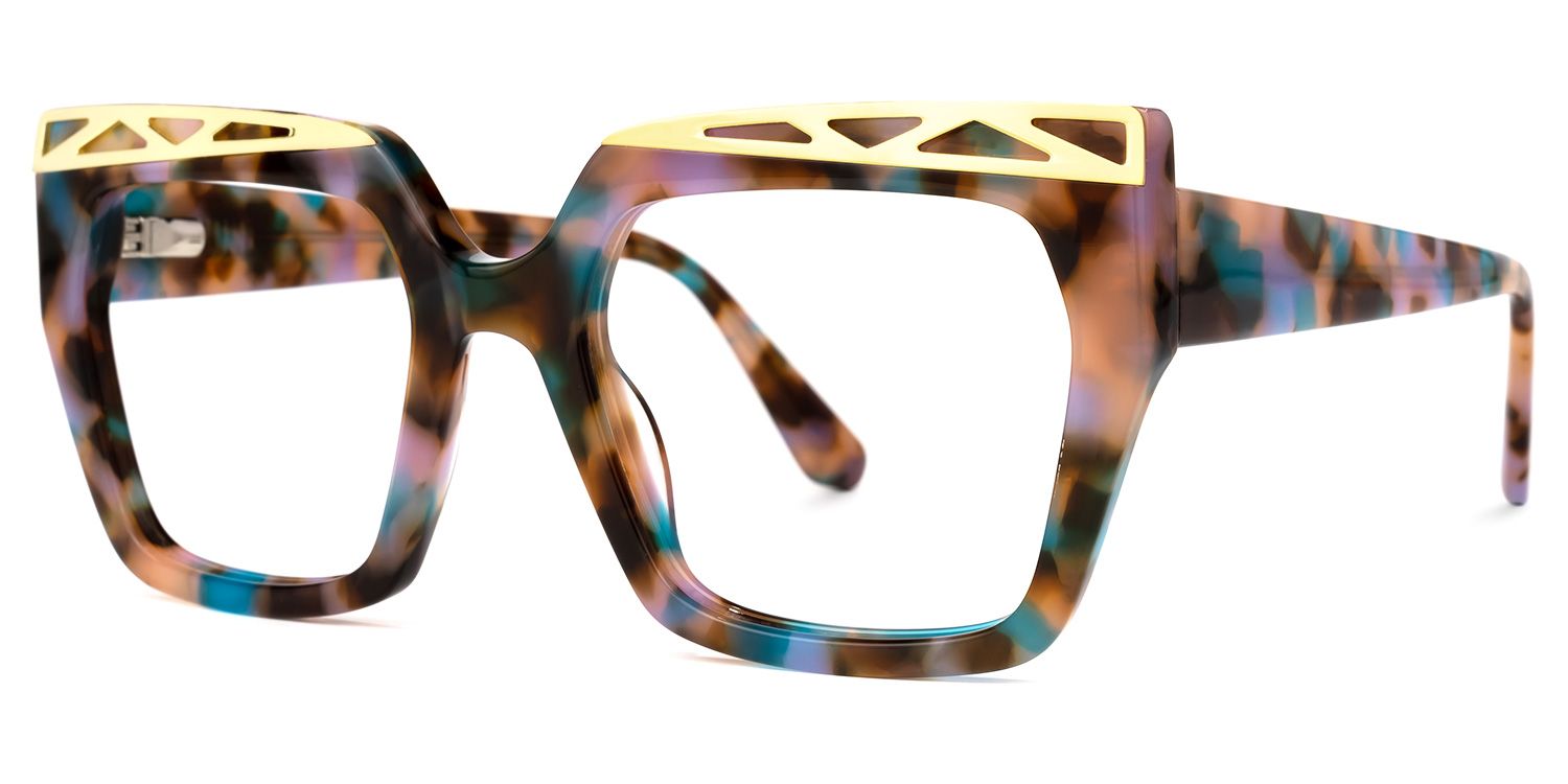 Fabianne - Square Floral Eyeglasses | Vooglam Front View