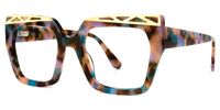 Fabianne - Square Floral Eyeglasses | Vooglam Front View