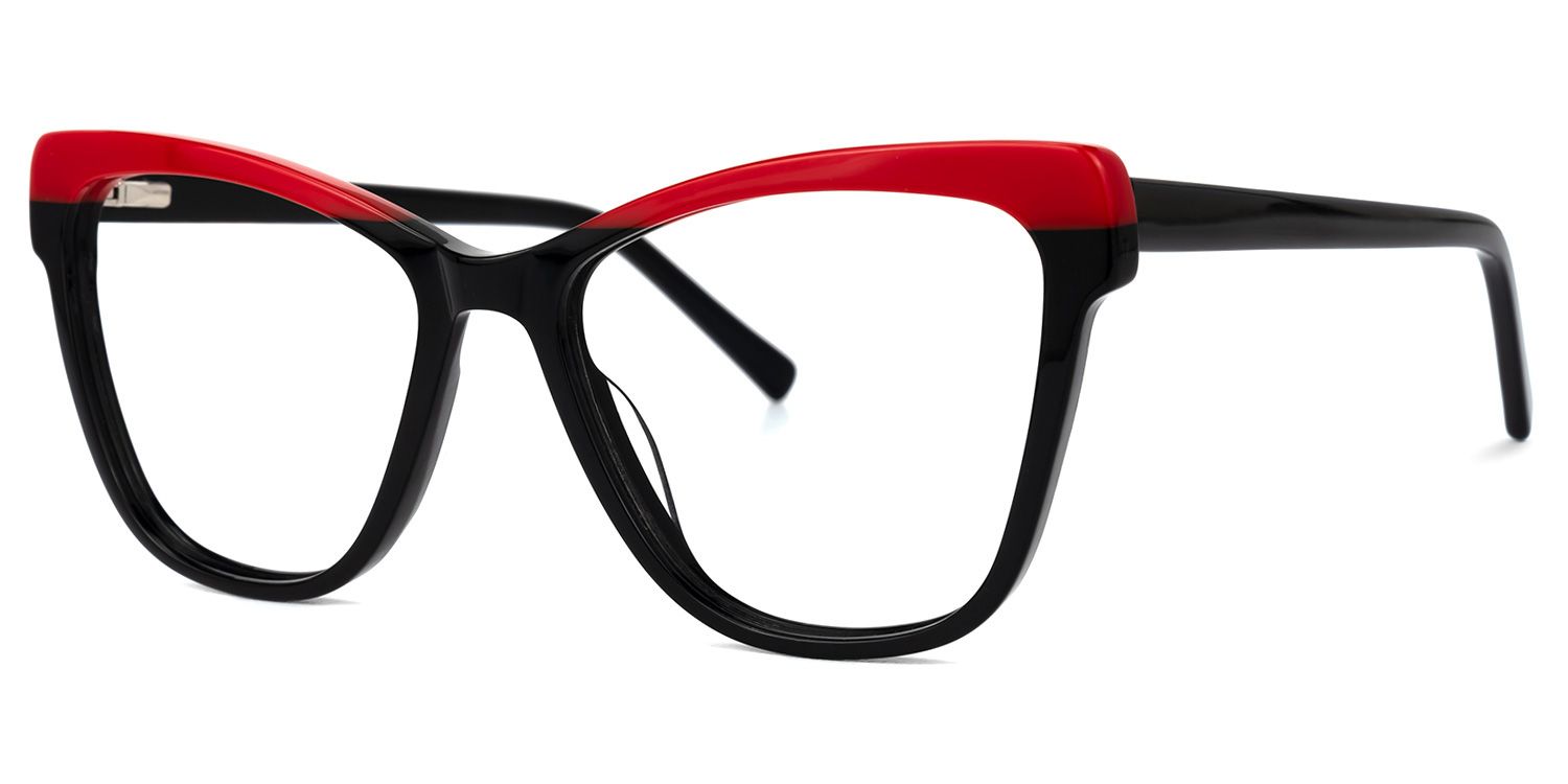 Adames - Butterfly Black/Red Two-tone Eyeglasses | Vooglam Front View