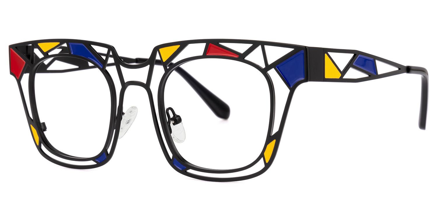 Mondrian - Square Black Eyeglasses - 2