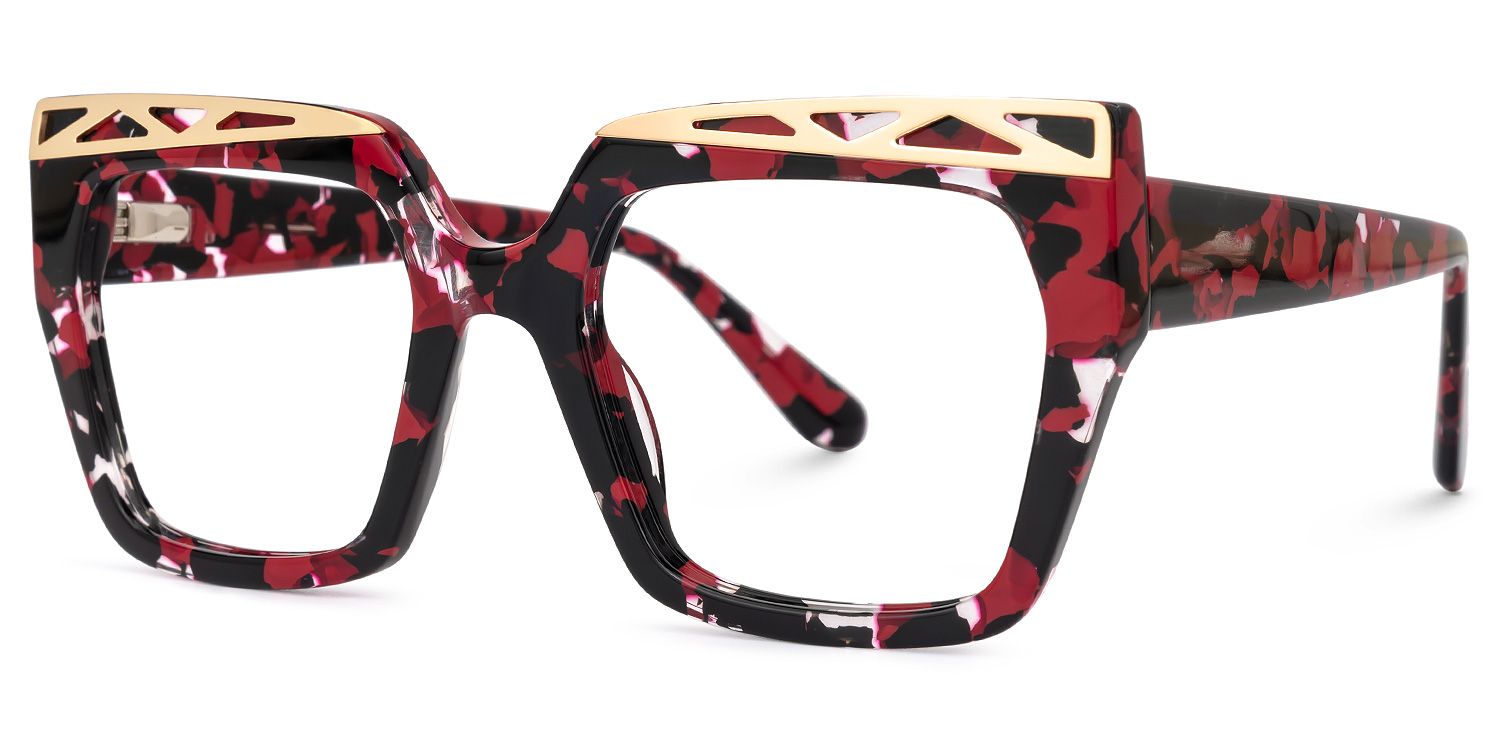 Fabianne - Square Red/Tortoise Eyeglasses | Vooglam Front View