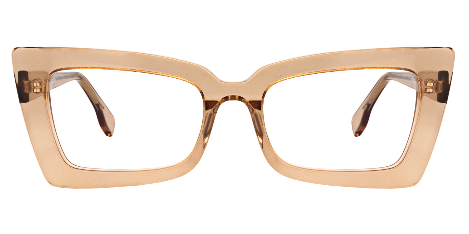 Sarah - Rectangle Tawny Eyeglasses | Vooglam Angle View