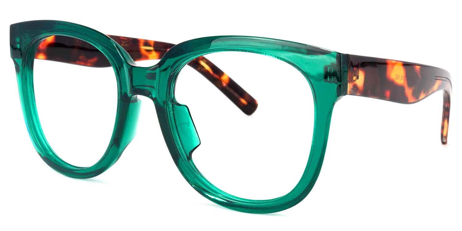 Vernetta - Square Dark/Green Eyeglasses | Vooglam Front View