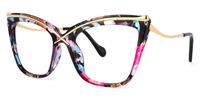 Janina - Cat Eye Floral Eyeglasses | Vooglam Front View