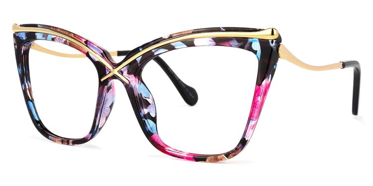 Janina - Cat Eye Floral Eyeglasses | Vooglam