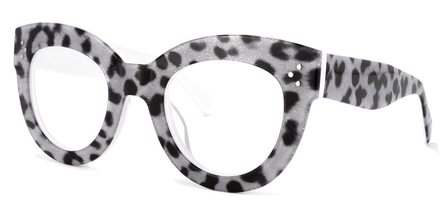 Oval Grey/Leopard Eyeglasses - 2
