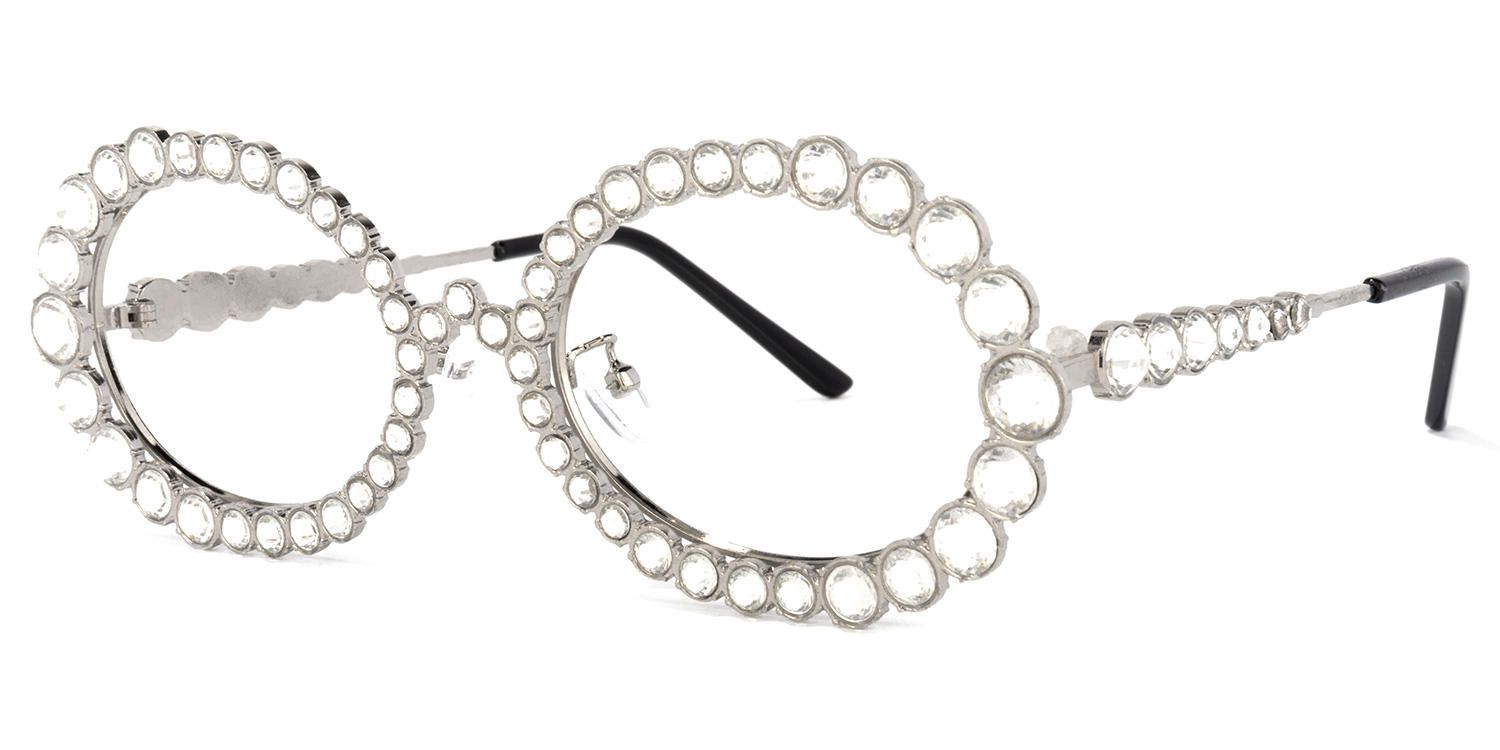 Ingra - Oval Silver Eyeglasses | Vooglam Front View