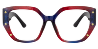 Geometric Blue/Red Eyeglasses | Vooglam.com Angle View