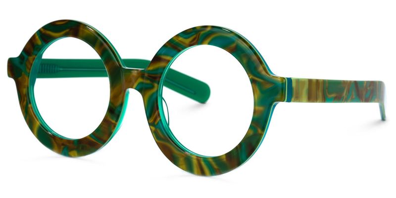 Almon - Round Green Eyeglasses