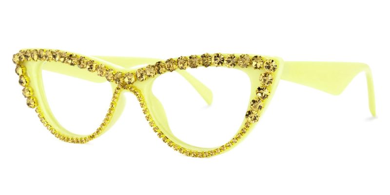 Cathleen - Glitter Yellow Cat Eye Glasses