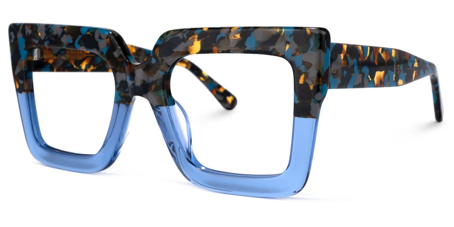 Charisse - Square Two-tone Blue Eyeglasses | Vooglam Front View