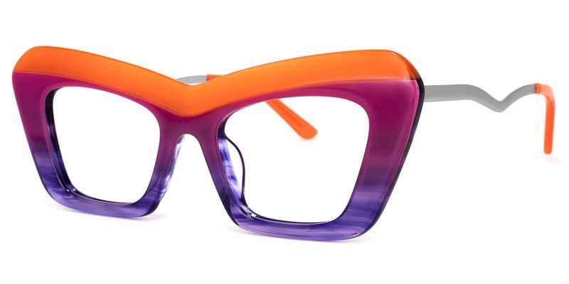 Dusica - Rectangle Orange Eyeglasses