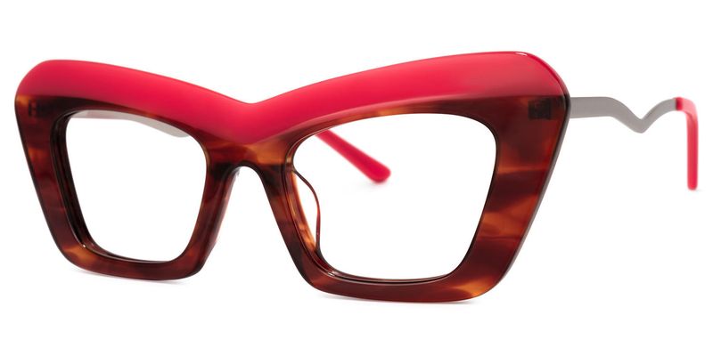 Dusica - Rectangle Red Eyeglasses