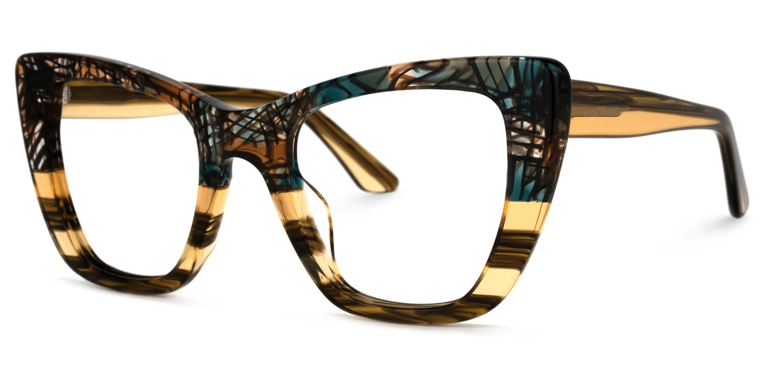 Jaina - Butterfly Champagne Eyeglasses | Vooglam Front View