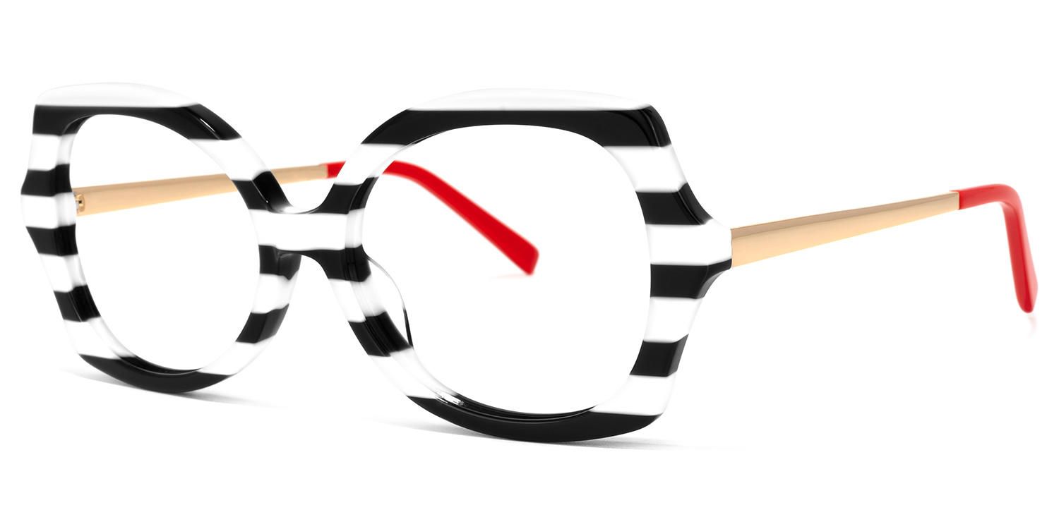 Julietta - Geometric White/Black Eyeglasses | Vooglam Front View