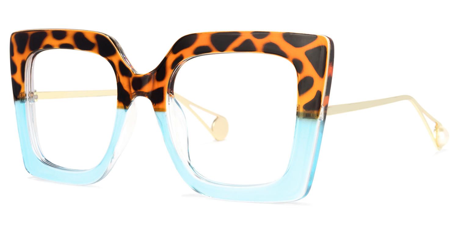 Adrienne - Square Animal Print Eyeglasses | Vooglam Front View