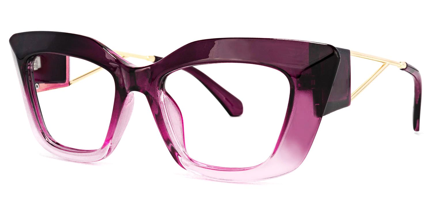 Walburga - Rectangle Purple Eyeglasses - 2